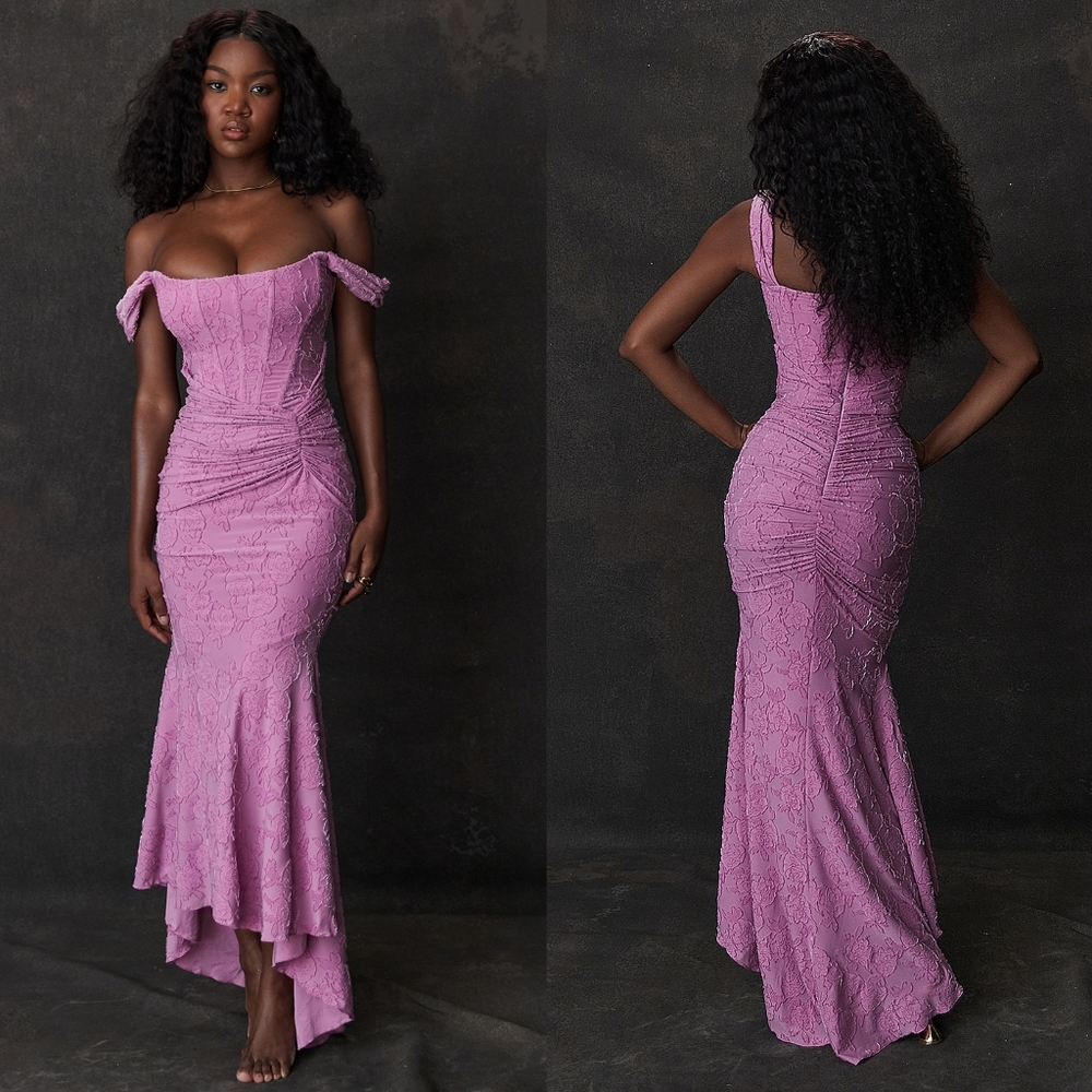 House of CB 'Cesca' Rose Pink Floral Maxi Dress/Gown - Picture 7 of 9